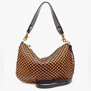 Clare V Moyen Messenger Bag Black and Tan Woven